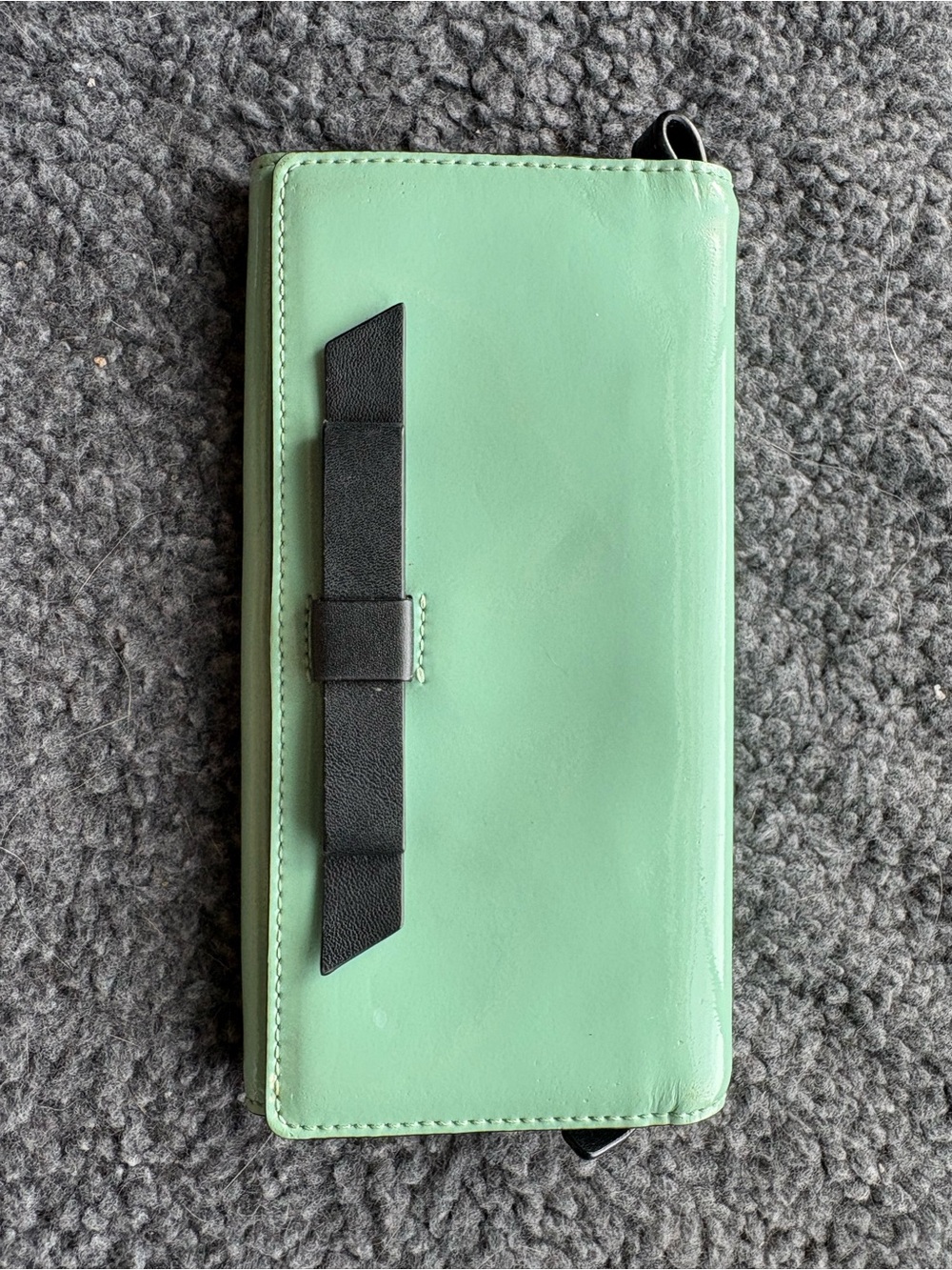 KATE SPADE Mint Green Wallet with Black Bow Accent